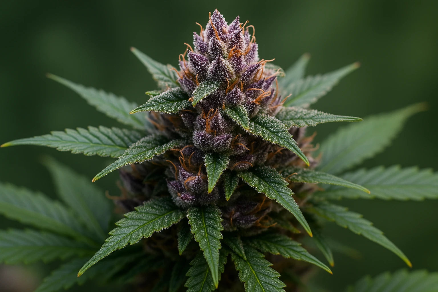 Fleur de CBD violette dense et rĂ©sineuse â variĂ©tĂ© premium THC+ Chez Baba