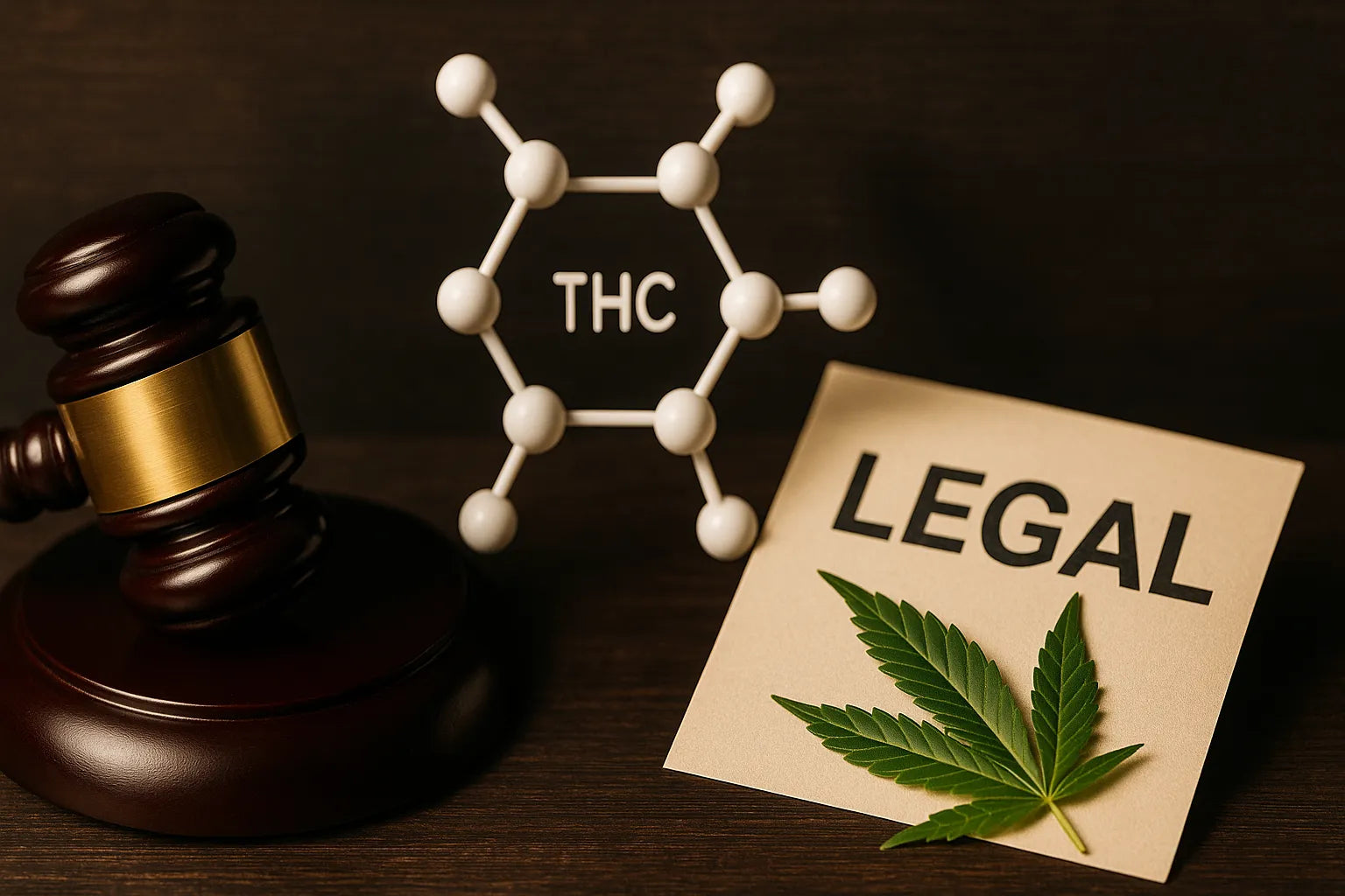Représentation symbolique de la légalité du THC+ en France en 2025