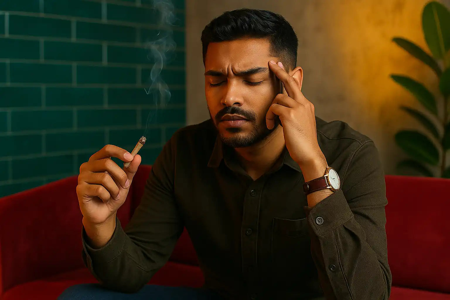 Consommateur testant les effets du H4CBD, relaxation incertaine comparée au THC+.