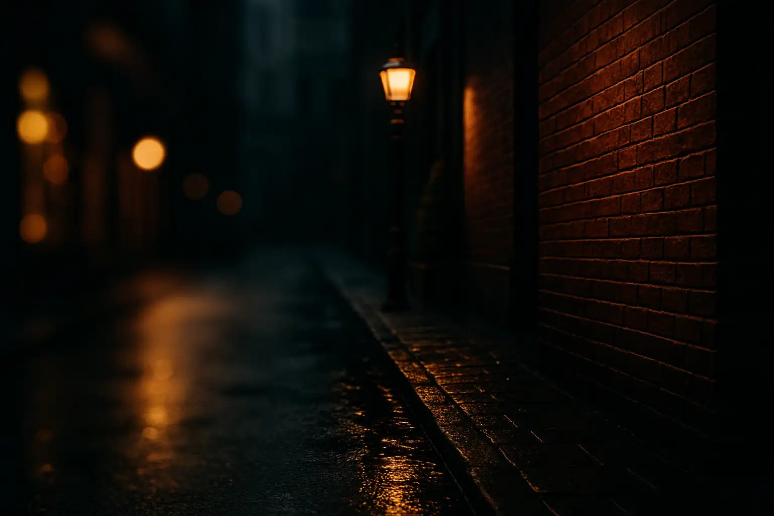 Ruelle urbaine nocturne premium, contraste clair-obscur street-luxe élégant