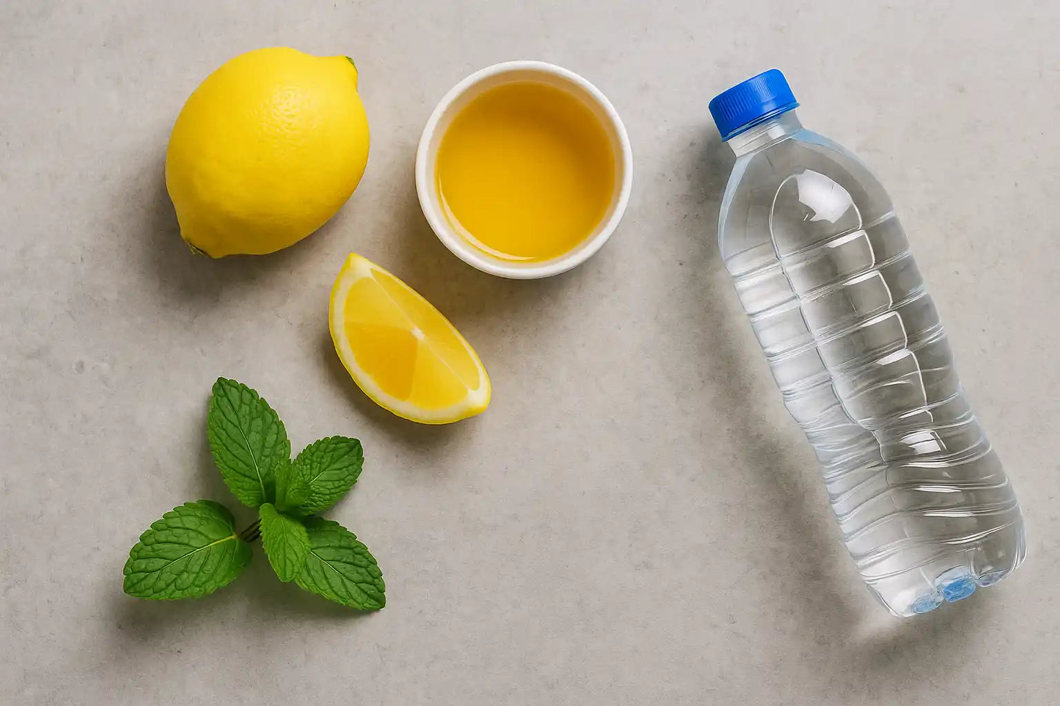 Composition detox naturelle â citron, eau et menthe â illustrant les fausses mĂ©thodes dâĂ©limination du THC