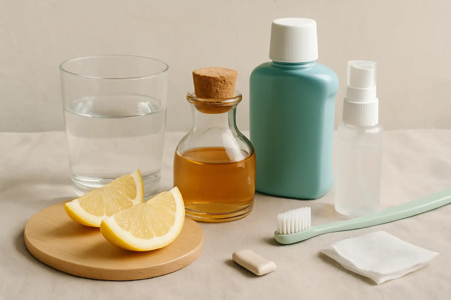 Objets naturels et soins bucco-dentaires minimalistes